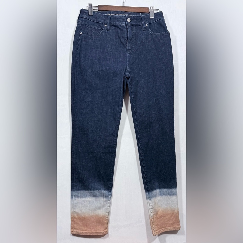 Chico's Size 4 Blue and Orange Skinny Jeans